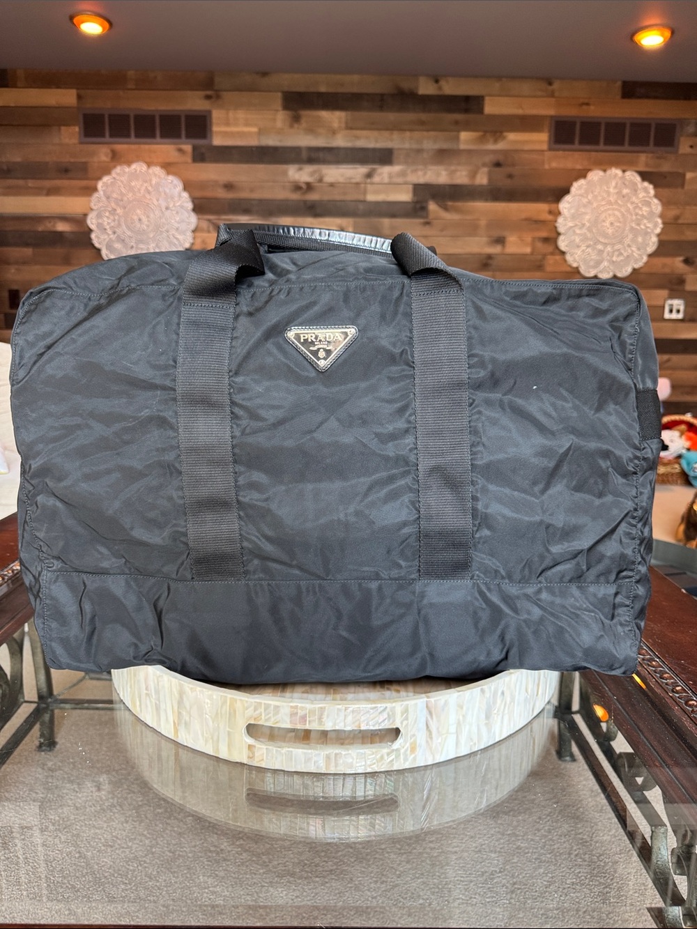 Prada Black Nylon Weekend/Travel Duffle Bag